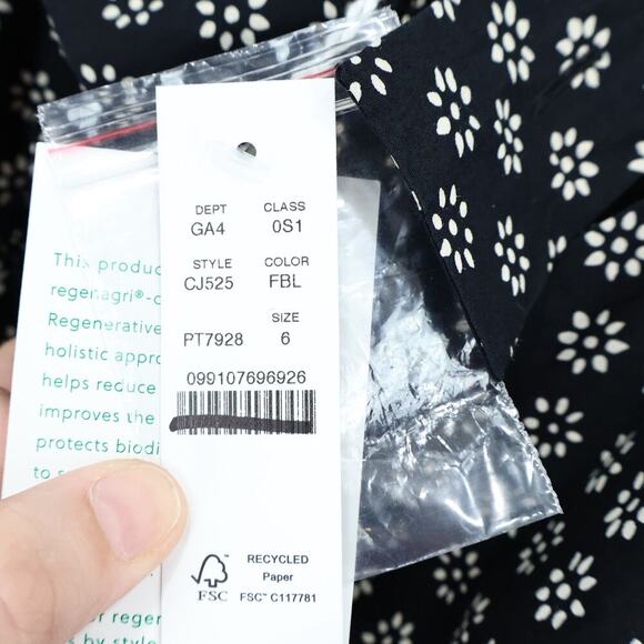 J.Crew Squareneck Cotton Poplin Midi Dress Block Print Black 6 NWT BROKEN ZIPPER - Picture 4 of 11